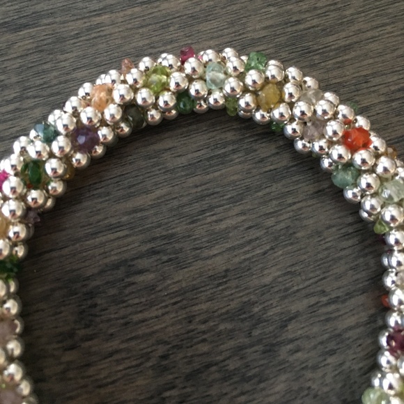 Sterling Silver, Amethyst, Citrine, Carnelian & Kyanite Beaded Bracelet - Picture 5 of 6